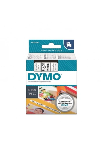 DYMO D1 Yedek Şerit Beyaz/Siyah 6mm x 7mt (43613)