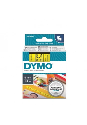 DYMO D1 Yedek Şerit Sarı/Siyah 6mm x 7mt (43618)