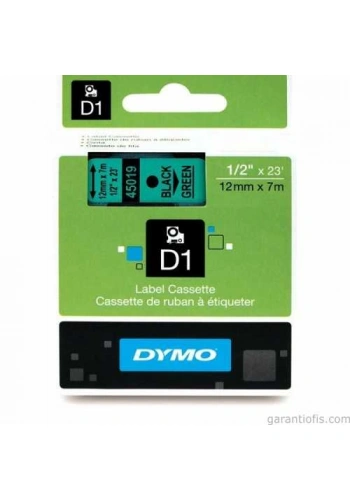 DYMO D1 Yeşil/Siyah Yedek Şerit 12mm x 7mt (45019)