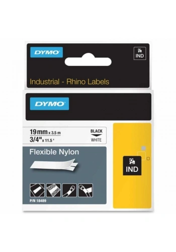 DYMO Rhino Pro Esnek Naylon Şerit 19mmx3,5m Beyaz/Siyah (18489)