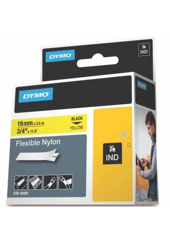 DYMO Rhino Pro Esnek Naylon Serit 19mmx3,5m Sarı/Siyah (18491)