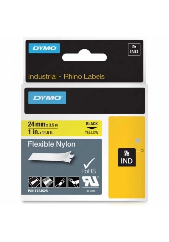 DYMO Rhino Pro Esnek Naylon Şerit 24mmx3,5m Sarı/Siyah (1734525)