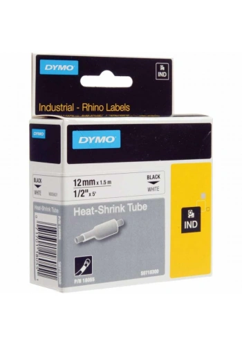 DYMO Rhino Pro Isıyla Küçülen Şerit 12mm x 1,5m Beyaz/Siyah (18055)