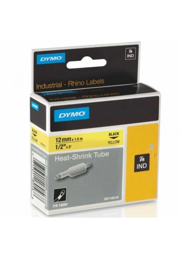 DYMO Rhino Pro Isıyla Küçülen Şerit 12mm x 1,5m Sarı/Siyah (18056)