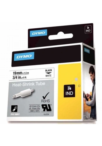 DYMO Rhino Pro Isıyla Küçülen Şerit 19mm x 1,5m Beyaz/Siyah (18057)