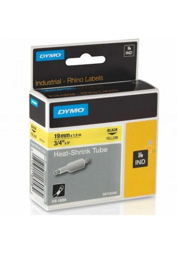 DYMO Rhino Pro Isıyla Küçülen Şerit 19mm x 1,5m Sarı/Siyah (18058)