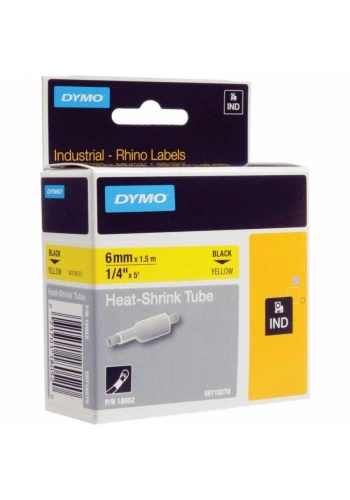 DYMO Rhino Pro Isıyla Küçülen Şerit 6mm x 1,5m Sarı/Siyah 18052