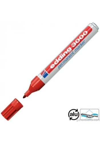Edding 3000 Kırmızı Permanent Marker Endüstriyel Kalem
