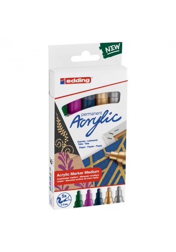 Edding Ed5100K5999 Orta Uçlu Akrilik Markör 5Li Set Festıve