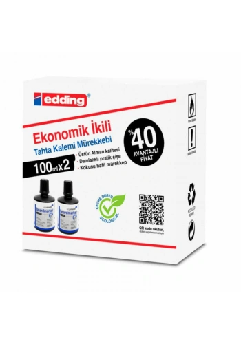 EDDİNG LM-1199K201 SİYAH TAHTA KALEMİ MÜREKKEBİ 2 Lİ (%40 AVANTAJLI FİYAT)