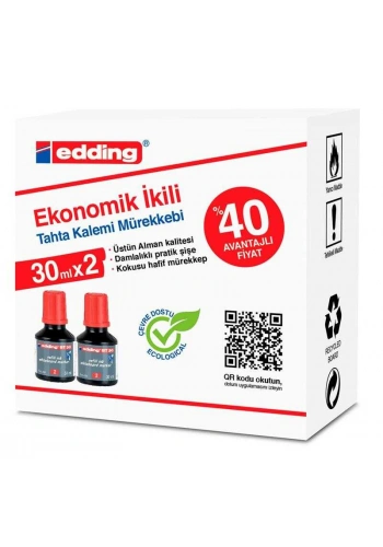 Edding Tahta Kalemi Mürekkebi BT02 2li Kırmızı