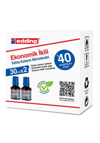Edding Tahta Kalemi Mürekkebi BT02 2li Mavi