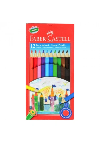Faber Castell 12 Renk Kuru Boya Kalem Tam Boy