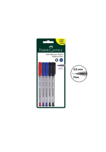Faber Castell 1440 Tükenmez Kalem 5li Set (2 Mavi-2 Siyah-1 Kırmızı)
