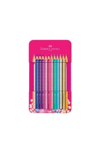 Faber-Castell Parlak Renkler Metal Kutu Pembe 12li