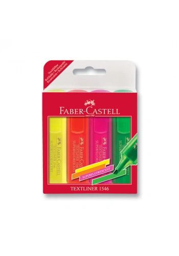 Faber Castell Şeffaf Gövde Fosforlu Kalem 1546 4lü Poşet