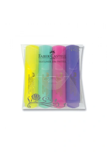Faber Castell Şeffaf Gövde Fosforlu Kalem 1546 Pastel Renkler 4’lü Poşet