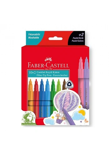 Faber Comfort Keçeli Kalem 10+2 Pastel Renk 5062000013000