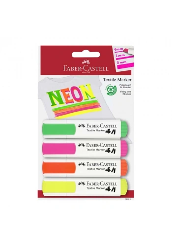 Faber Tekstil Markörü Neon Renk 4’lü