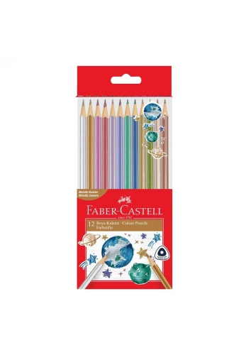 Faber Üçgen Boya Kalemi Metalik 12’Li