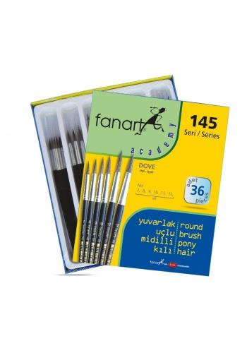 FANART 145 ACADEMY MİDİLLİ YUVARLAK FIRÇA SETİ NO:7-12 36 LI