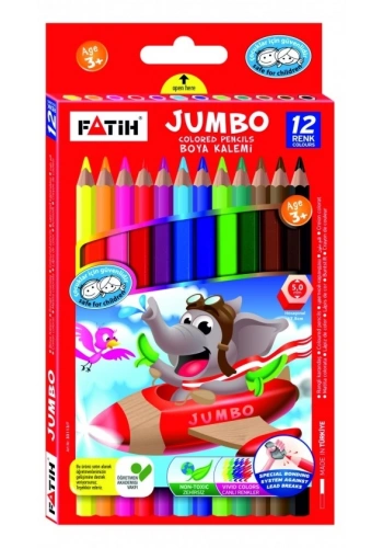 Fatih 12 Renk Tam Boy Jumbo Renkli Kuru Boya Kalemi (33340)
