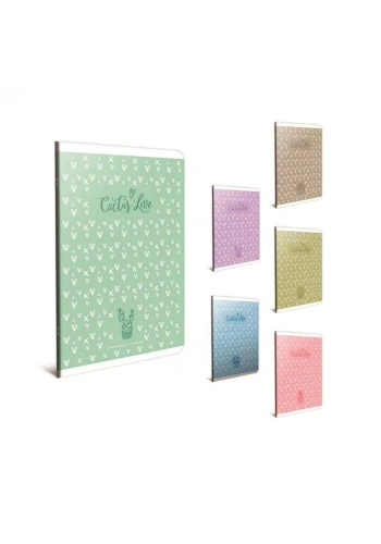 Gıpta Cactus Love Tel Dikişli Plastik Kapak Kareli Defter A4 60 Yaprak