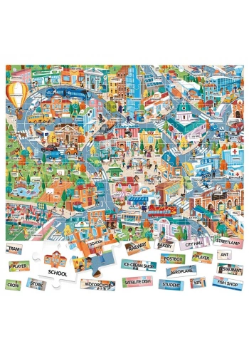 Headu Puzzle Easy English 100 Words The City (4-8 Yaş) IT-21000