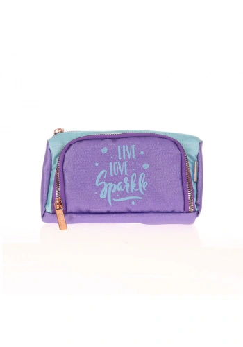 KAUKKO K2532 SPARKLE PLUMP KALEM ÇANTASI DUBLE KOYU LİLA