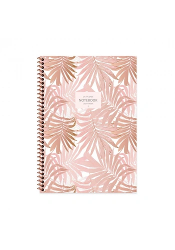 Keskin 16,5x22,5 Spiralli La Plume Leaves Karton Kapak 80 Yaprak Kareli Defter 385242-99