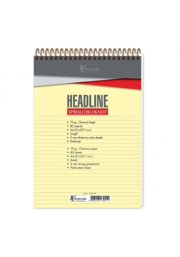 KESKİN HEADLİNE A4 80 YP ÇİZGİLİ SPİRALLİ BLOKNOT 145421