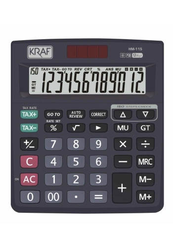 Kraf Hesap Makinesi TAX Fonksiyonlu HM115 (12 Hane)