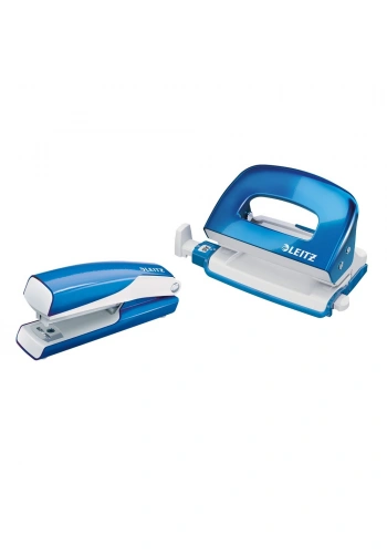 Leitz 5561 Mini Zımba ve Delgeç Set WOW Metalik Mavi (10 Sayfa)