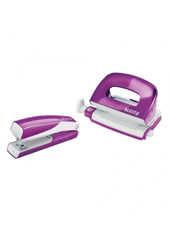 Leitz 5561 Mini Zımba ve Delgeç Set WOW Metalik Mor (10 Sayfa)
