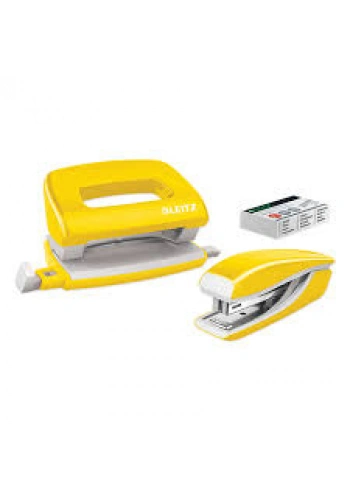 Leitz 5561 Mini Zımba ve Delgeç Set WOW Metalik Sarı (10 Sayfa)
