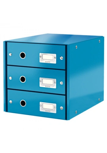 LEITZ 6048 WOW 3 ÇEKMECELİ EVRAK RAFI METALİK MAVİ