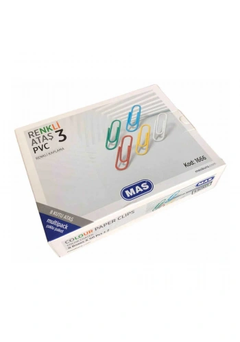 Mas 1666 Ataş Renkli Multipack Pvc Kaplı 28 mm X 8 Kutu