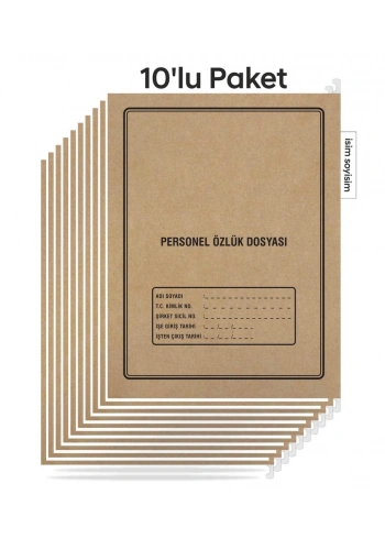 Metal Askılı Personel Özlük Dosyası 4 Yapraklı 10LU Paket