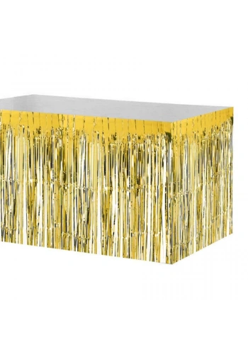 Metalik Altın Püsküllü Masa Eteği 70 x 300 cm