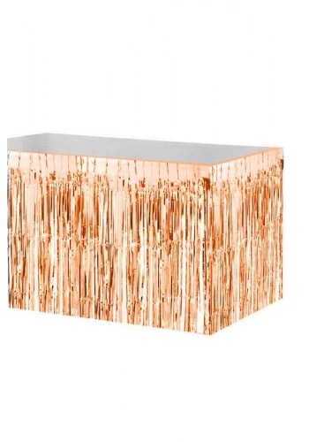 Metalik Püsküllü Rose Gold Masa Eteği 70 x 300 cm