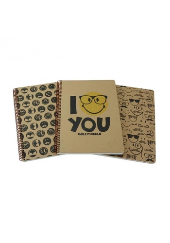 Mynote Smıley Kraft Kapak A4 100Yp Çizgili Defter 1001-Ç