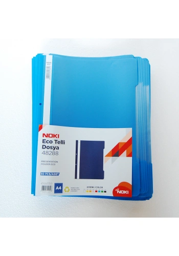 Noki 4828 Eco Plastik Telli Dosya Mavi (50 li Paket)