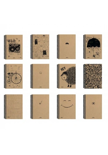 Papirüs Kraft Spr. Sert Kapak 19X27 80 yp. Çizgili