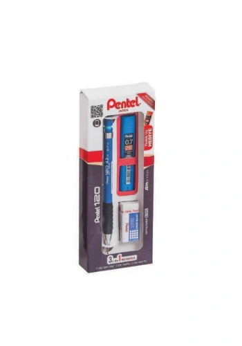 PENTEL A317 VERSATİL KALEM 07+UÇ+SİLGİ SETİ MAVİ