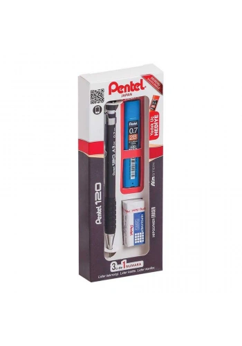 Pentel Uçlu Kalem + Silgi + Min 3lü Set 0.7 mm A317-3AS