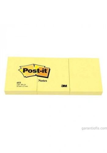 Post-it 653 Yapışkanlı Not Kağıdı 38x51mm (3 lü Blok 100 Yaprak)