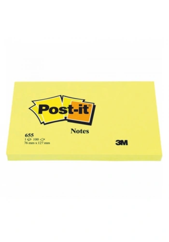 Post-it 655 Kanarya Sarısı Not Kağıdı (76x127mm - 100 Yaprak)
