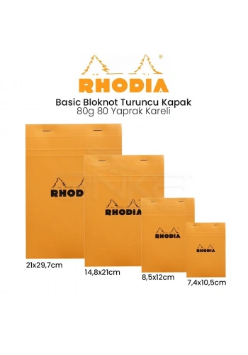 Rhodia Basic Bloknot Turuncu Kapak 80g 80 Yaprak Kareli
