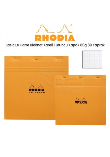 Rhodia Basic Le Carre Bloknot Kareli Turuncu Kapak 80g 80 Yaprak