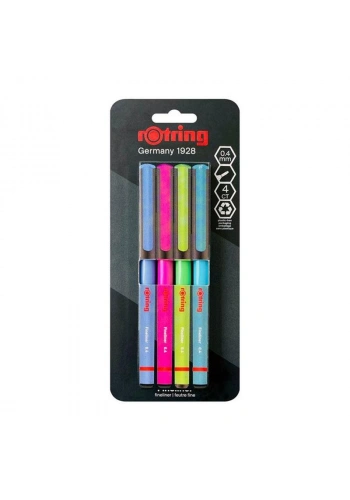 Rotring Liner Canlı Renk Keçe Uçlu Kalem 4lü